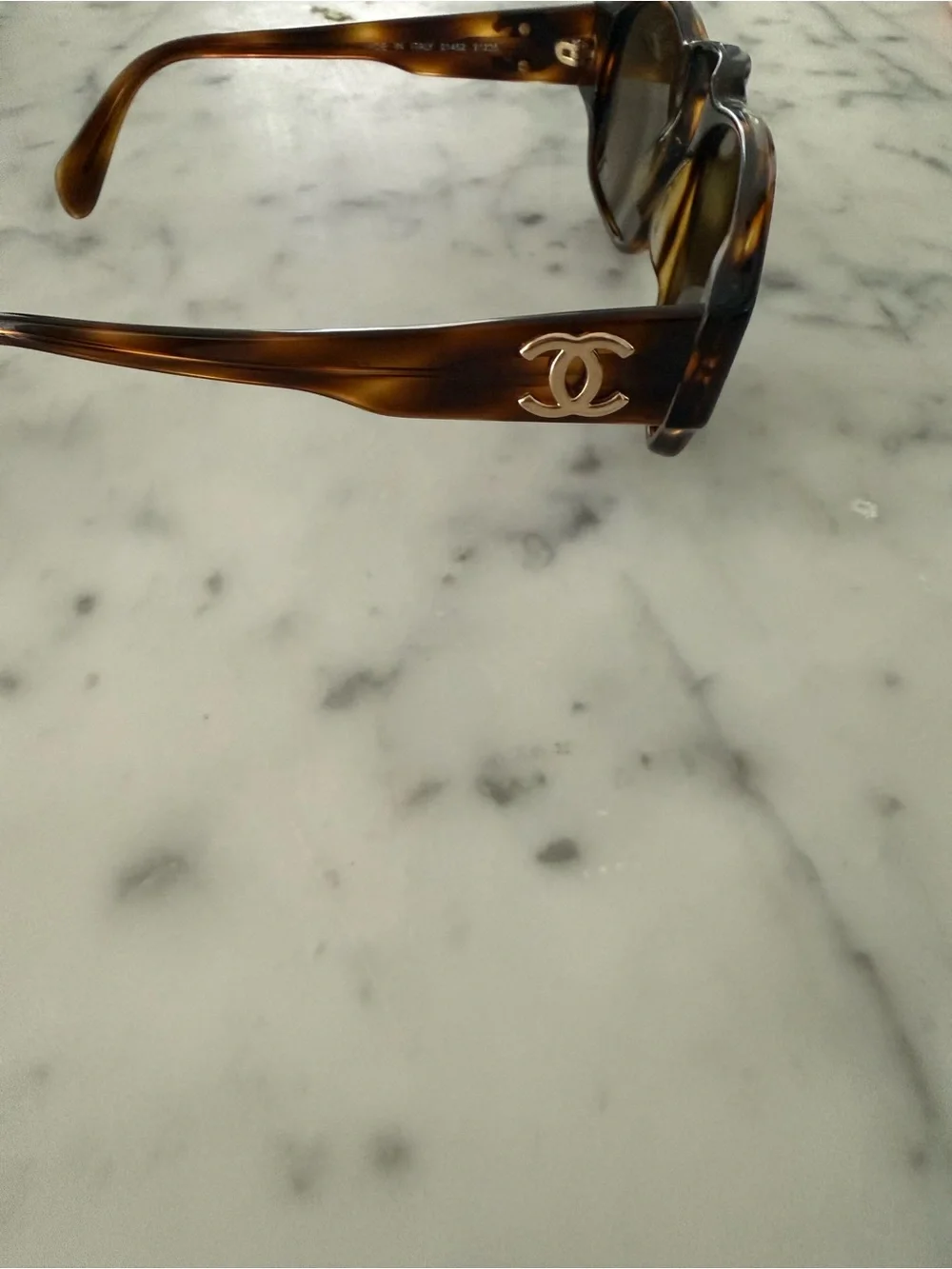 Vintage CHANEL Brown Tortoiseshell Sunglasses with Quilted Black CC Case